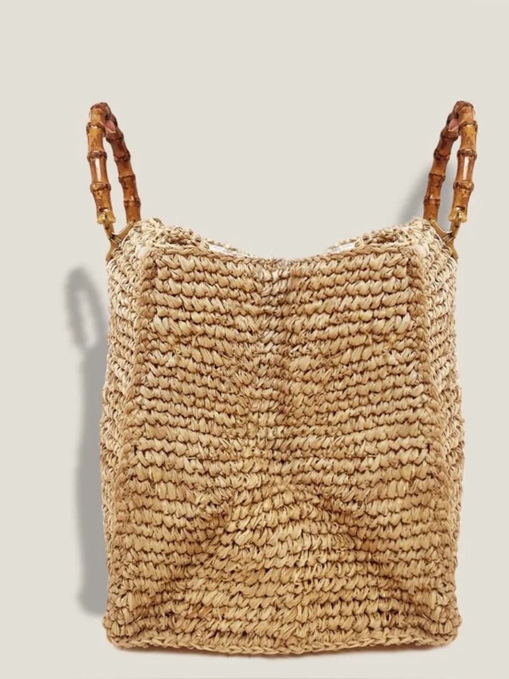 Mme Mink Astrud Tote Woven Straw Shoulder Bag with Bamboo Handle - Natural - Picture 3 of 11